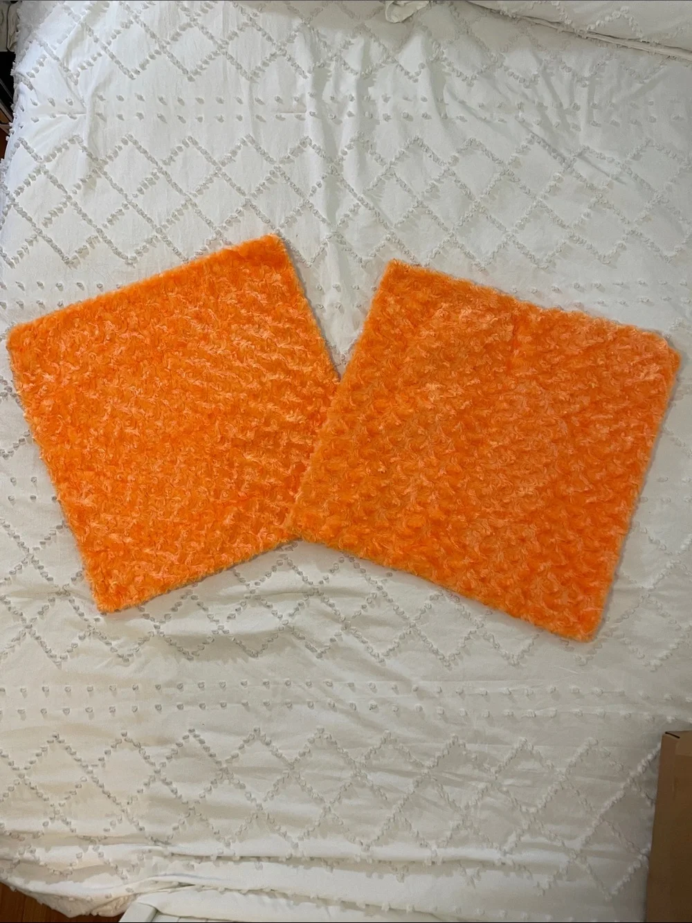 Bright Orange Fuzzy Throw Pillow Covers (Pair)